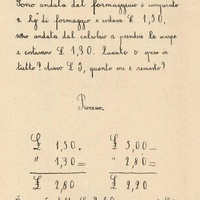 Problema di matematica che riproduce aspetti di vita domestica [anni Venti] - <em>Come lavorano e imparano gli alunni delle Classi Montessori</em> , in "L'Idea Montessori", a.II, n.8, aprile 1929, p.10.$$$326